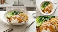 チンゲン菜と油揚げで手早く満足：だし香る簡単中華あんかけ丼（ダマになりにくいとろみのコツ）