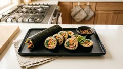 節分に食べたい、テンペ入り彩り野菜のvege恵方巻|玄米で巻きやすく、ナムルだれでさっぱり