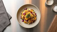 いつものかぼちゃサラダにひと工夫:柴漬けでさっぱり、食感も楽しい一皿