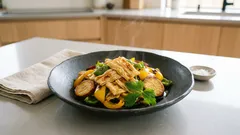 乾燥湯葉が香ばしく変身：野菜たっぷりポン酢炒めでさっぱり満足