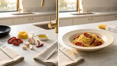 塩ドライトマトで味が決まる、香り高いペペロンチーノ—フライパン1つで乳化まで