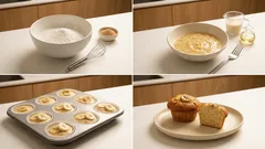 米粉でふんわり＆しっとり。完熟バナナで作る簡単バナナマフィン（混ぜて焼くだけ）