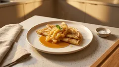 米粉でもっちり、りんごコンポートたっぷりの簡単クレープ—休日のおうちカフェに