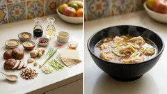 椎茸の旨みで辛旨が深まる：香味野菜たっぷり旨辛ワンタンスープの作り方