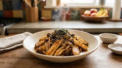 シャキッと香ばしい、長芋ときのこのバター醤油炒め—動かしすぎないのがコツ