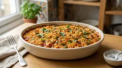 冷やご飯でパラッと仕上がる:トマト香るベイクドメキシカンライス