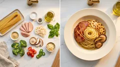 ヴィーガンハムで旨みたっぷり：れんこん×ブロッコリーのシャキシャキ野菜パスタ