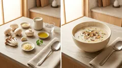 きのこをしっかり炒めて旨み凝縮—豆乳でなめらかに仕上げるクリームスープ