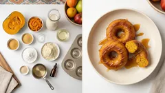 揚げないのに満足感:かぼちゃたっぷり米粉の発酵焼きドーナツ、みりんキャラメルがけ