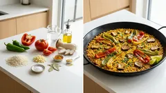 フライパンで炊くだけ、野菜ときのこのヴィーガンパエリア｜おこげも楽しめる簡単レシピ