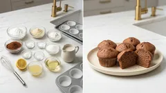 混ぜて焼くだけ。米粉で作るほろ苦ココアカップケーキ（植物性ミルクでもOK）