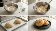 外はサクッ、中はふわもち。甘さ控えめの手作りメロンパン（2個分）レシピ