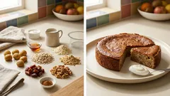 耐熱容器ひとつで完成:レンジで簡単、栗のオートミールケーキ(砂糖控えめ)